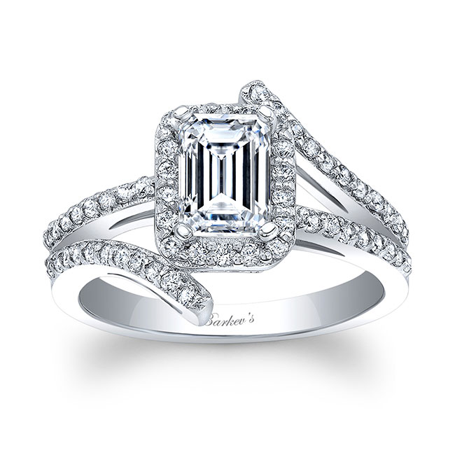 Rectangle Halo Engagement Ring