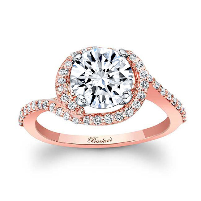 Rose Gold Half Halo Moissanite Engagement Ring