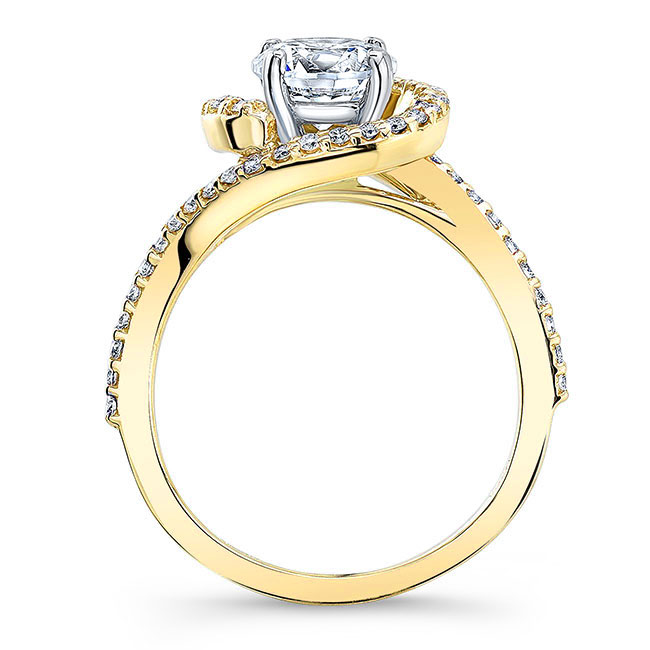 Yellow Gold Half Halo Moissanite Engagement Ring Image 2