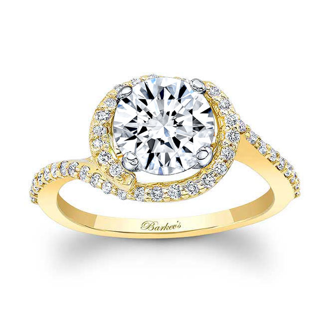 Yellow Gold Half Halo Moissanite Engagement Ring