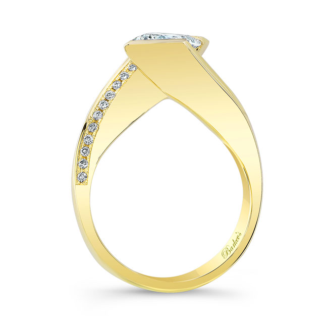 Yellow Gold Vintage Bypass Moissanite Ring Image 2