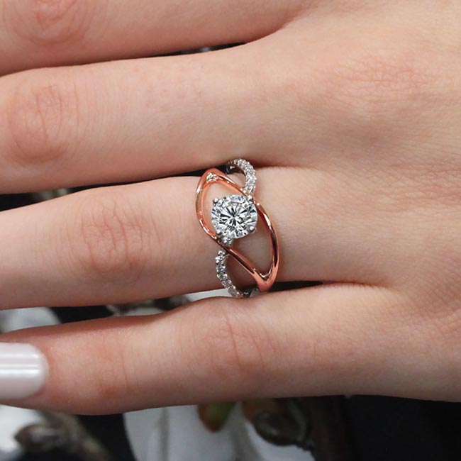 White Rose Gold Open Shank Ring Image 3