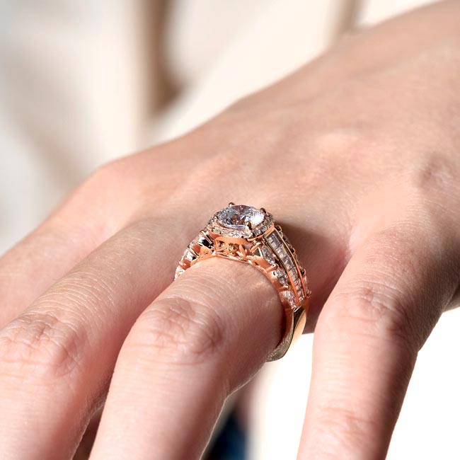 Rose Gold Moissanite Baguette Ring Image 5