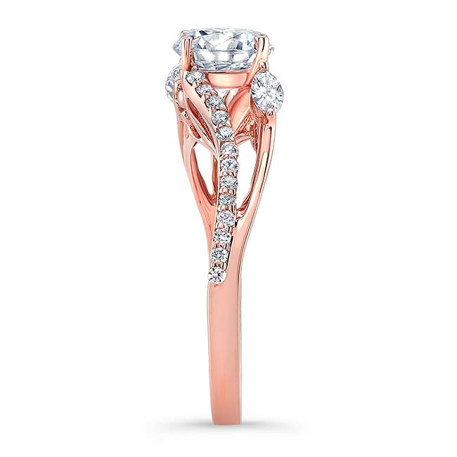 Rose Gold Curved Split Shank Moissanite Ring Image 2