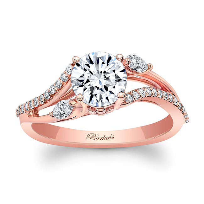 Rose Gold Curved Split Shank Moissanite Ring