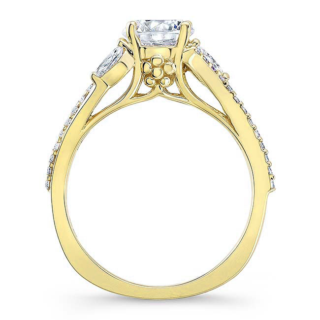 Yellow Gold Curved Split Shank Moissanite Ring Image 2