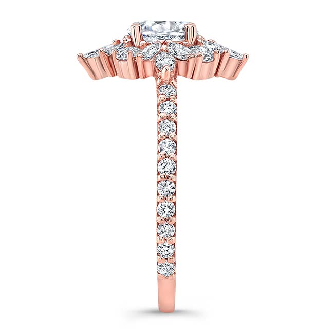 Rose Gold Marquise Halo Moissanite Engagement Ring Image 3