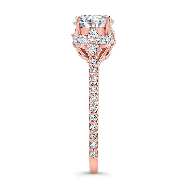 Rose Gold Moissanite Leaf Engagement Ring Image 3