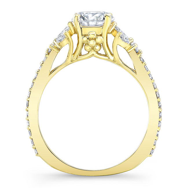 Yellow Gold Moissanite Leaf Engagement Ring Image 2