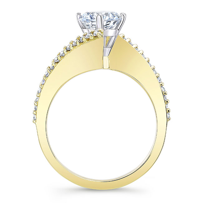 Yellow Gold Modern Bypass Lab Diamond Engagement Ring Image 2