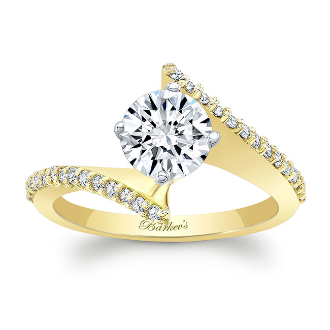 Yellow Gold Modern Bypass Lab Diamond Engagement Ring