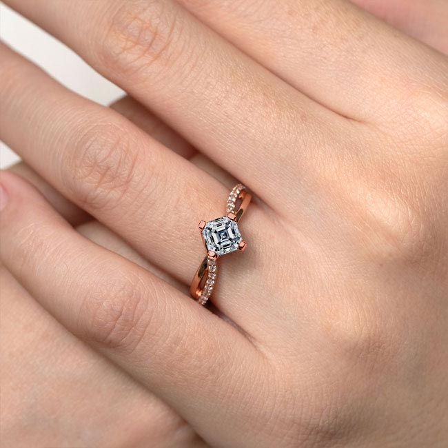 Rose Gold Asscher Cut Twist Engagement Ring Image 4