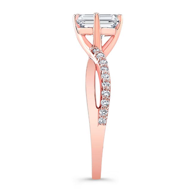 Rose Gold Asscher Cut Twist Engagement Ring Image 3