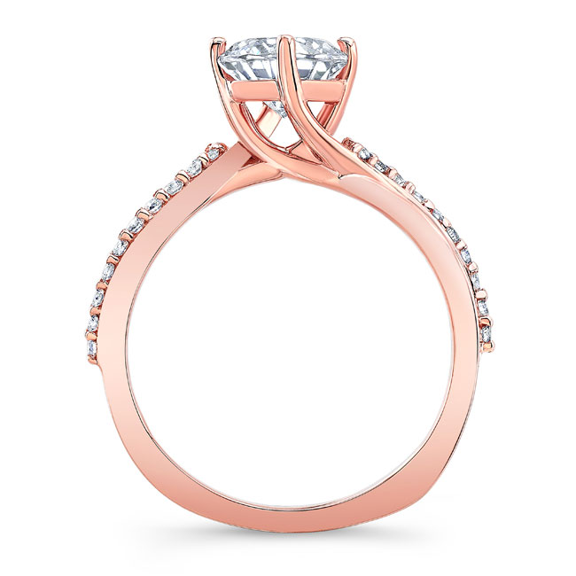 Rose Gold Princess Cut Moissanite Twist Engagement Ring Image 2