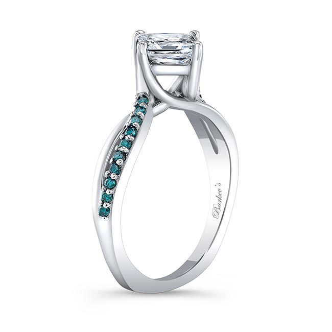 Princess Cut Blue Diamond Accent Twist Engagement Ring Image 2