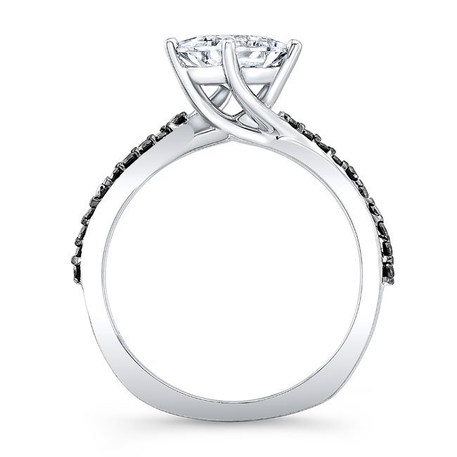 Princess Cut Moissanite Twist Engagement Ring With Black Diamonds Image 2