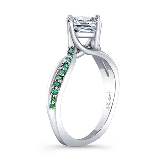 Princess Cut Emerald Accent Twist Engagement Ring Image 2