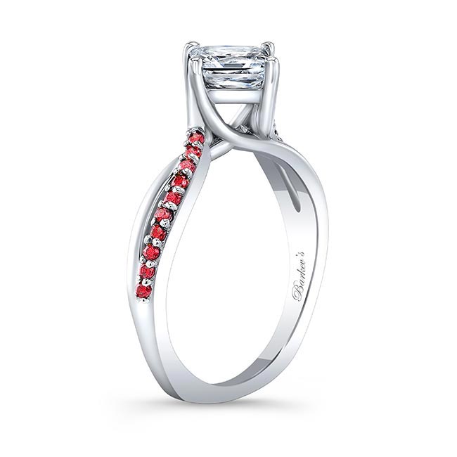 Princess Cut Ruby Accent Twist Engagement Ring Image 2