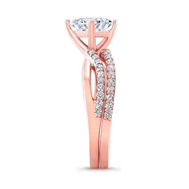 Rose Gold 2 Carat Princess Cut Twist Bridal Set Image 3