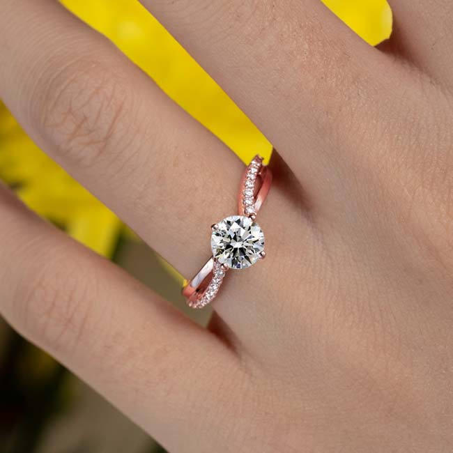 Rose Gold 2 Carat Twisted Moissanite Engagement Ring Image 4