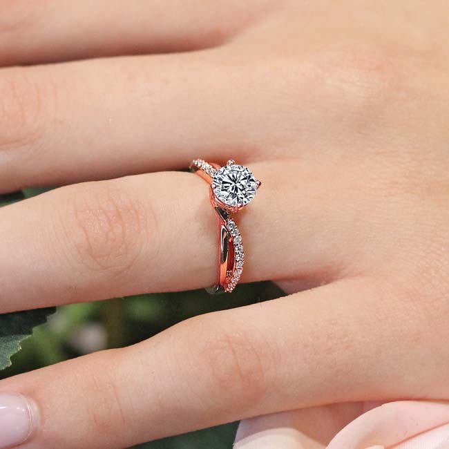 Rose Gold 2 Carat Twisted Moissanite Engagement Ring Image 5