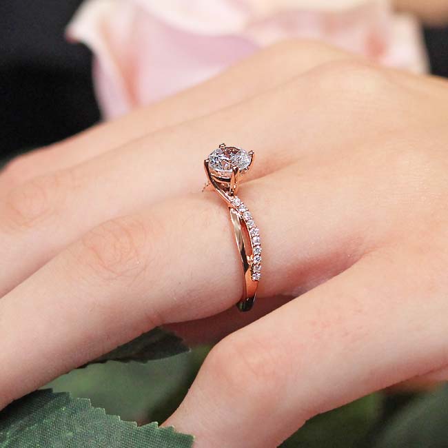 Rose Gold 2 Carat Twisted Moissanite Engagement Ring Image 6