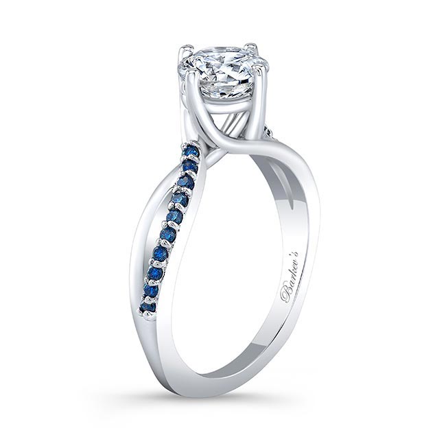 Twisted Moissanite Engagement Ring With Blue Sapphires Image 2