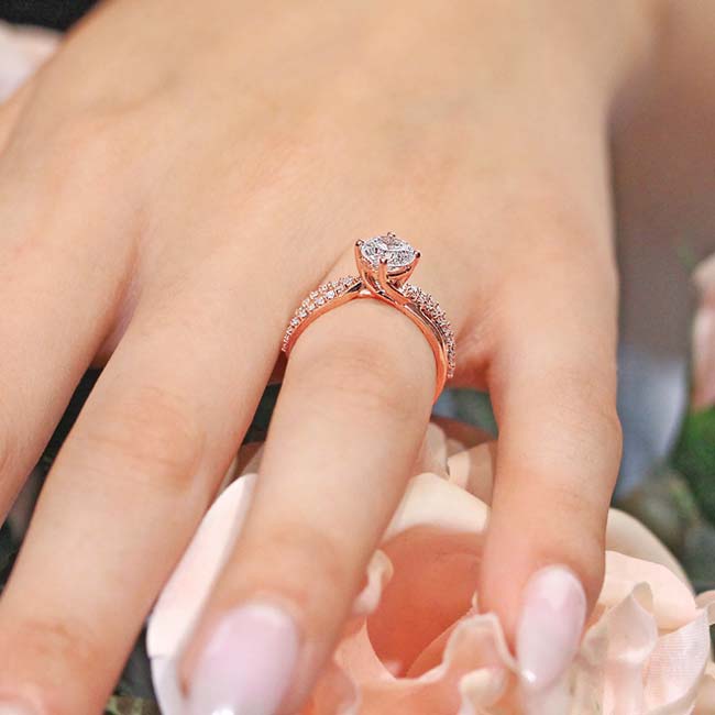 Rose Gold 2 Carat Twisted Moissanite Bridal Set Image 7