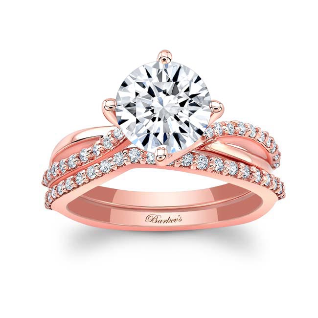 Rose Gold 2 Carat Twisted Moissanite Bridal Set