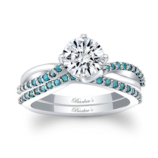 Twisted Blue Diamond Accent Bridal Set