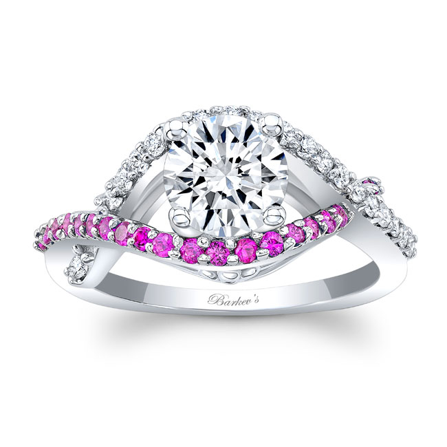 Criss Cross Pink Sapphire And Diamond Accent Ring