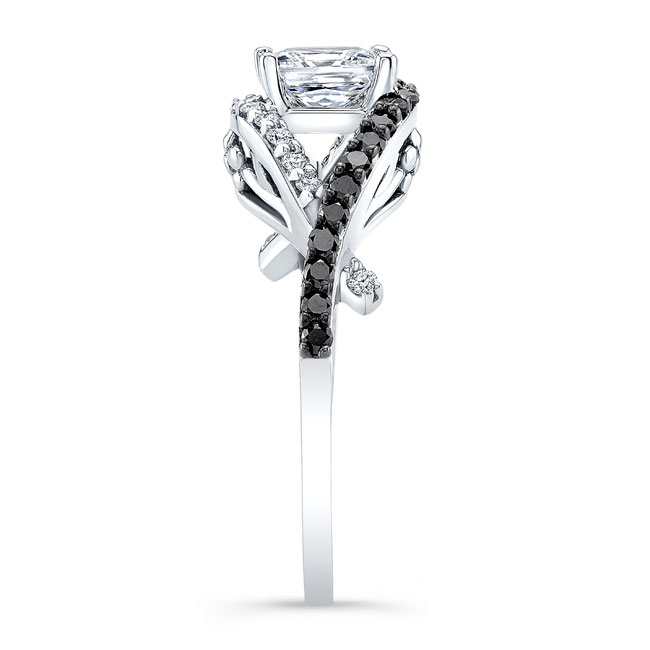 Criss Cross Princess Cut Black Diamond Accent Ring Image 3