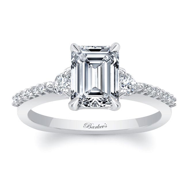 3 Stone Emerald Cut Engagement Ring