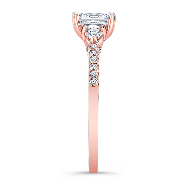 Rose Gold 3 Stone Princess Cut Engagement Ring Image 3