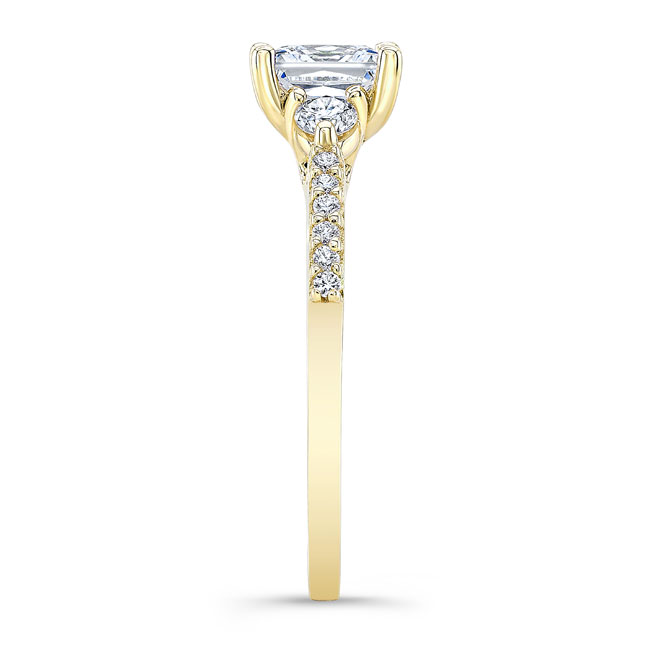 Yellow Gold 3 Stone Princess Cut Engagement Ring Image 3