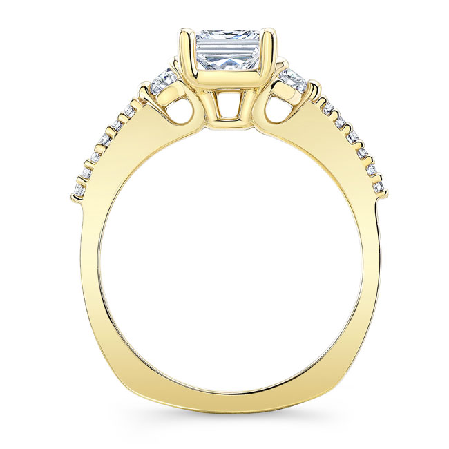 Yellow Gold Moissanite 3 Stone Radiant Cut Engagement Ring Image 2