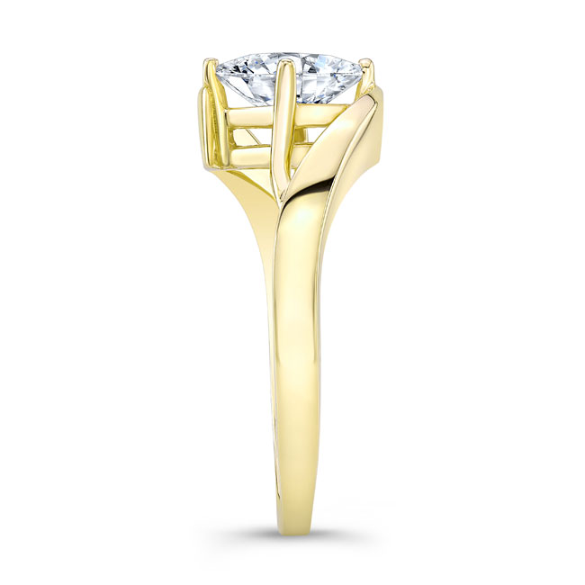 Yellow Gold Bypass Princess Cut Solitaire Ring Image 3