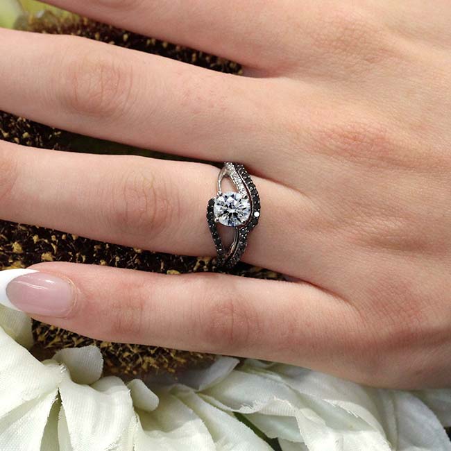 Split Shank Black Diamond Accent Bridal Set Image 2