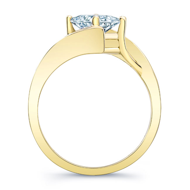 Yellow Gold Unique Princess Cut Moissanite Ring Image 2