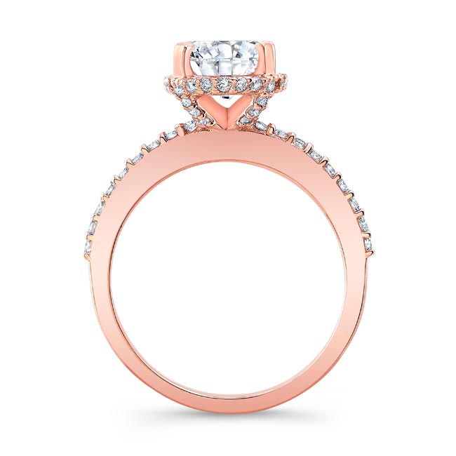 Rose Gold Hidden Halo Oval Engagement Ring Image 2