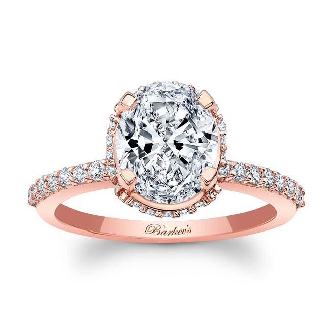 Rose Gold Hidden Halo Oval Engagement Ring