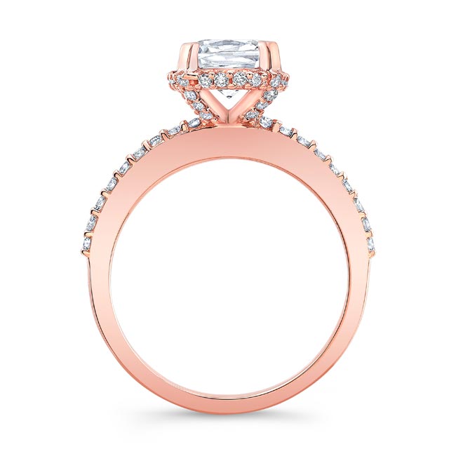 Rose Gold Cushion Halo Moissanite Engagement Ring Image 2