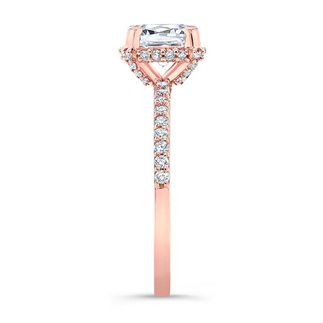 Rose Gold Cushion Halo Moissanite Engagement Ring Image 3