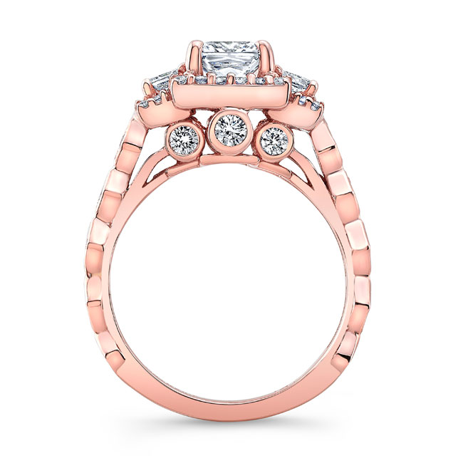 Rose Gold Vintage Three Stone Engagement Ring Image 2