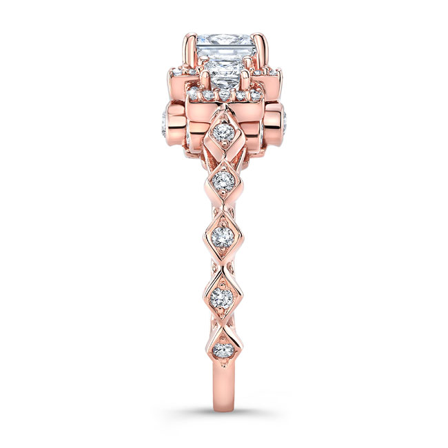 Rose Gold Vintage Three Stone Engagement Ring Image 3