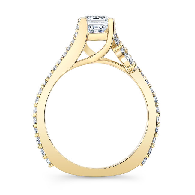 Yellow Gold 1 Carat Radiant Cut Moissanite Ring Image 2