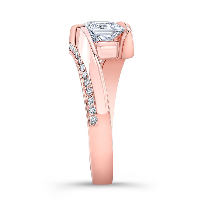 Rose Gold Moissanite Bypass Diamond Ring Image 3