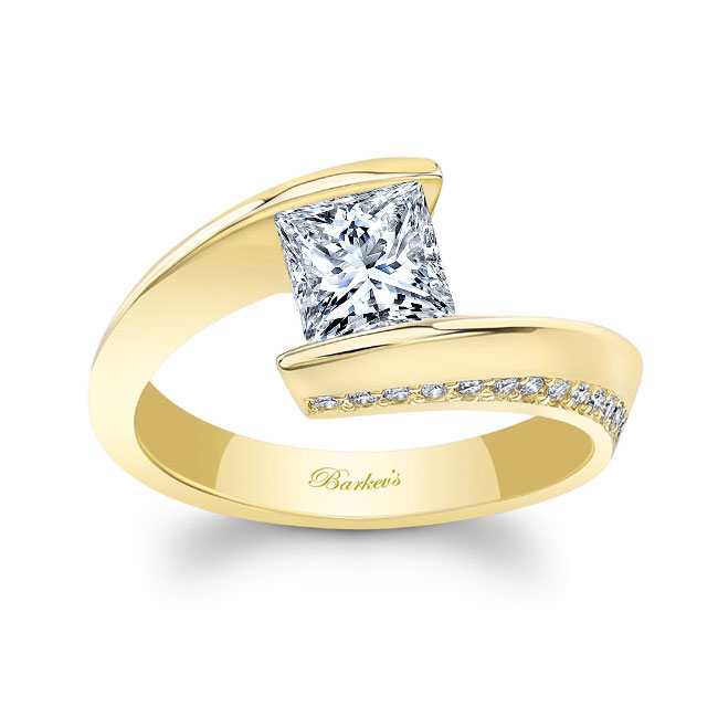 Yellow Gold Moissanite Bypass Diamond Ring