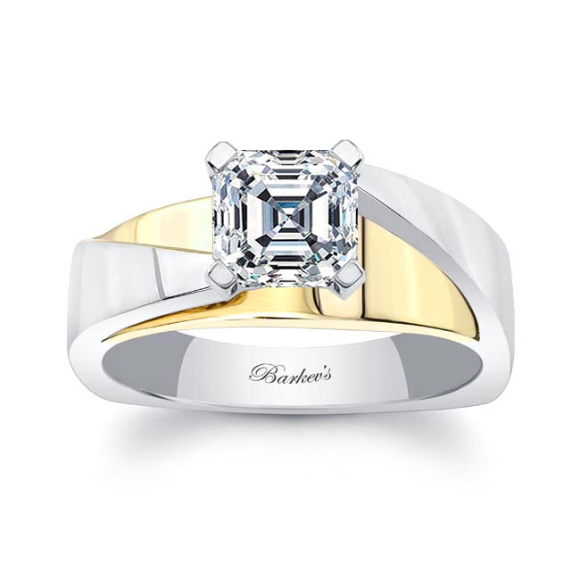 White Yellow Gold 1 Carat Asscher Solitaire