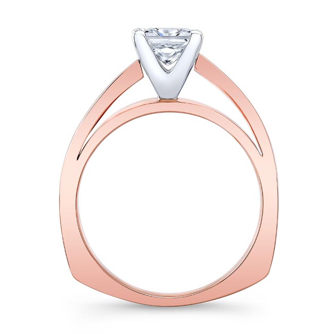 Rose Gold Princess Cut Cathedral Solitaire Ring Image 2